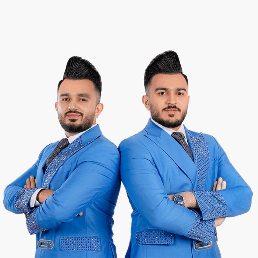 The two founders of Zam Zam Citizenship, photographed in studio